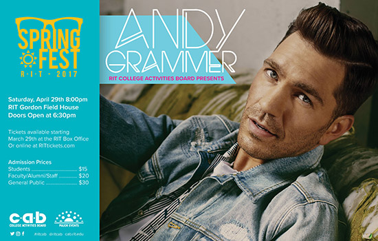 Poster for "Andy Grammer at RIT Spring Fest 2017"