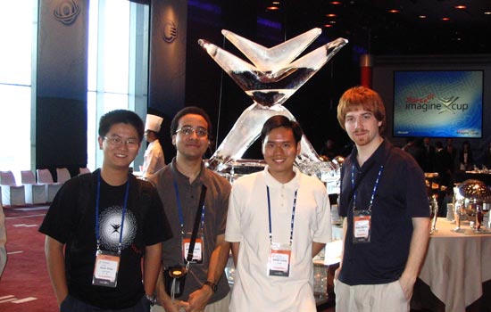 Students posing at an award ceremony