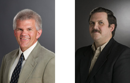side-by-side portraits of two professors.