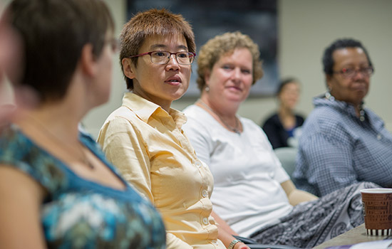 People gathered at Women in optics and photonics 