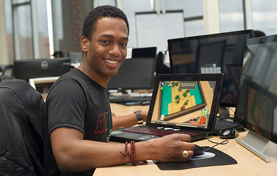 Person working at computers