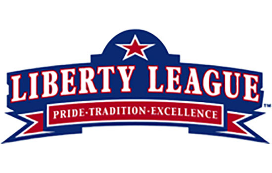 Liberty League- red, white and blue logo.