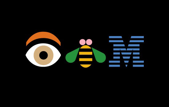 graphic for I B M with an eye, bee, and the letter M.
