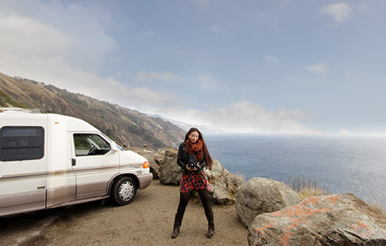 Person posing on coastside