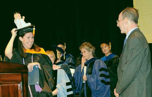 Person receiving award at graduation