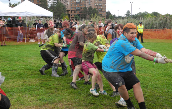 Students pulling on a rope