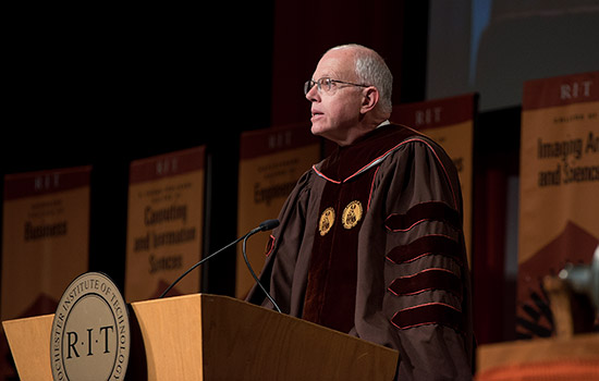 RIT President giving speech 