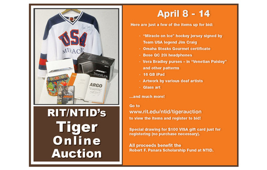 Poster for "RIT/NTID's Tiger Online Auction"
