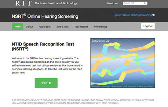 Webpage for "NTID's: Speech Recognition Test"