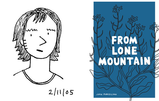 side-by-side images of a hand drawn portrait and a book cover for From Lone Mountain.