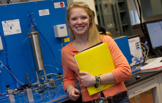 Person posing for camera in lab