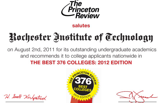 Picture of Award for "The best 376 Colleges:2012 edition"