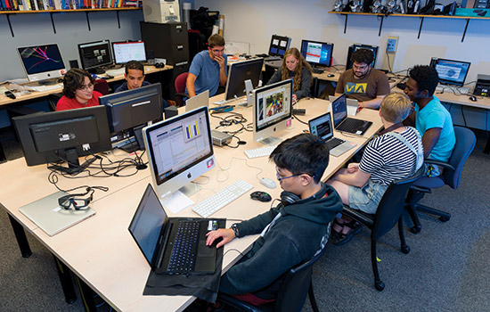 People working in computer lab