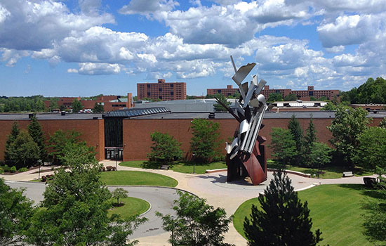 Image of RIT campus Sentinel statue.