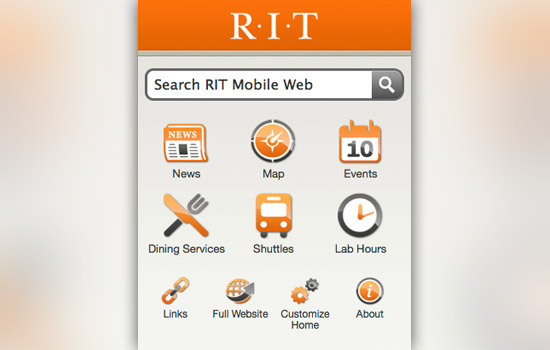 Front page of RIT app