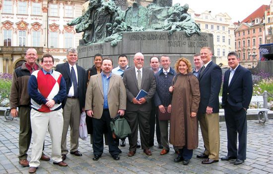 People posing for camera