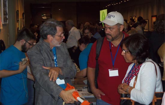 People talking at event