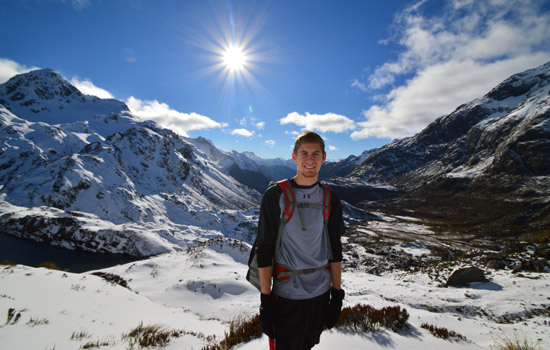 Person posing in mountain