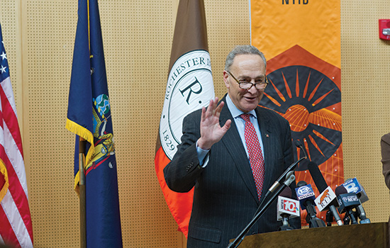 Person giving speech at event