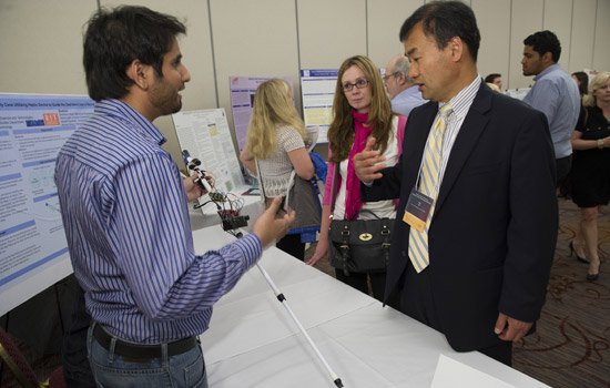 People talking at event