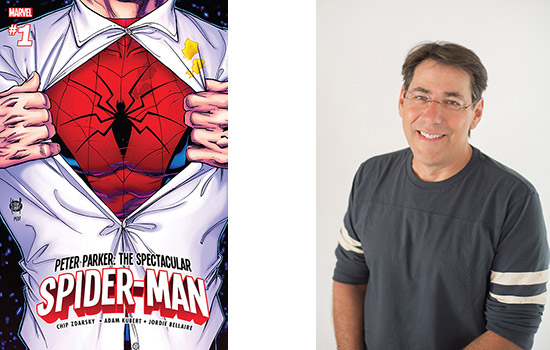 Spider-Man cover illustration next to Image of a person.