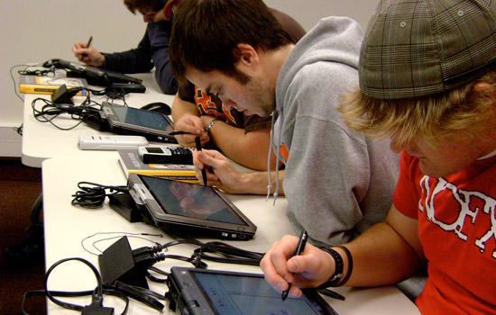 Students working in class