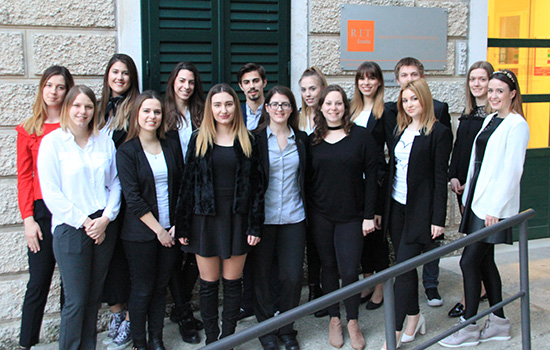 Students gathered for picture outside building