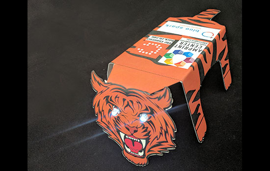 Printed electronic miniature tiger.