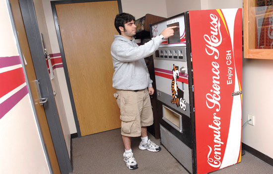 Person ordering from vending machine