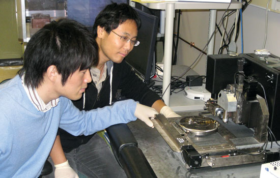Two students building a project