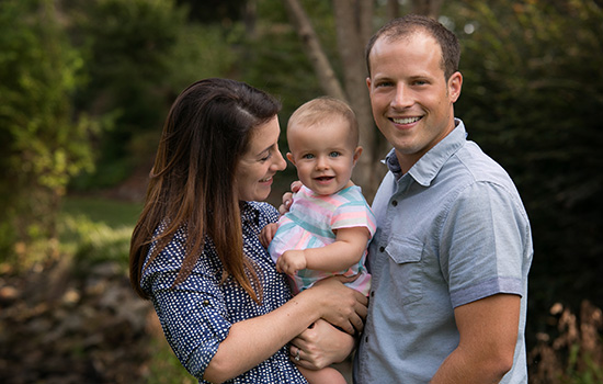 Family photo of Ashley, Ed, and Avery Gliss.