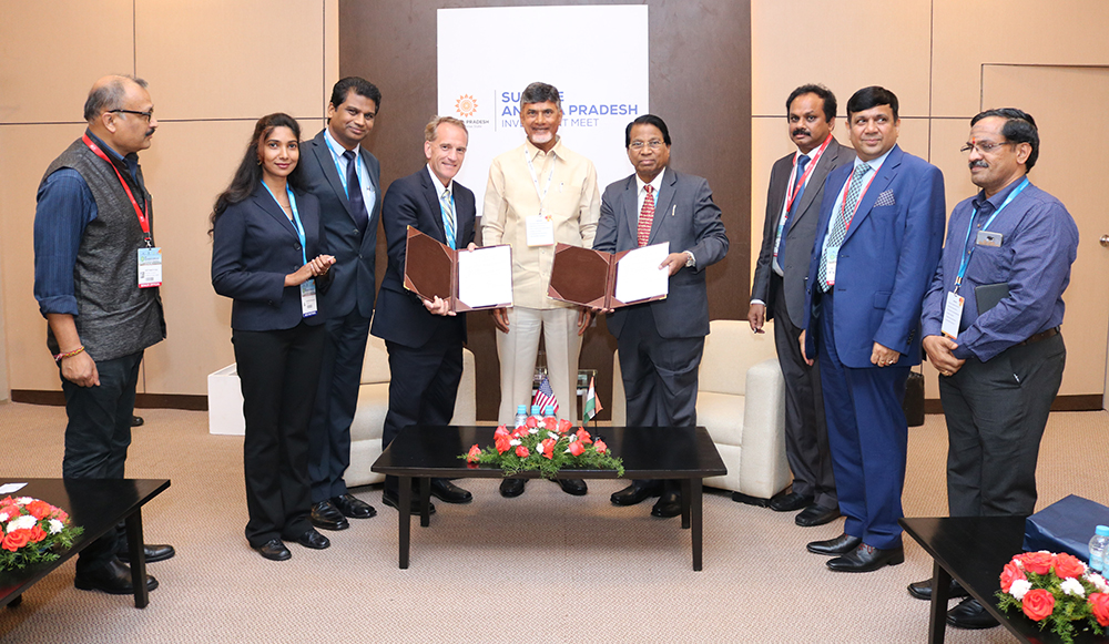 People accepting award at event