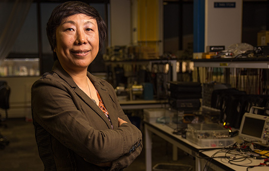 Person posing for camera in lab 