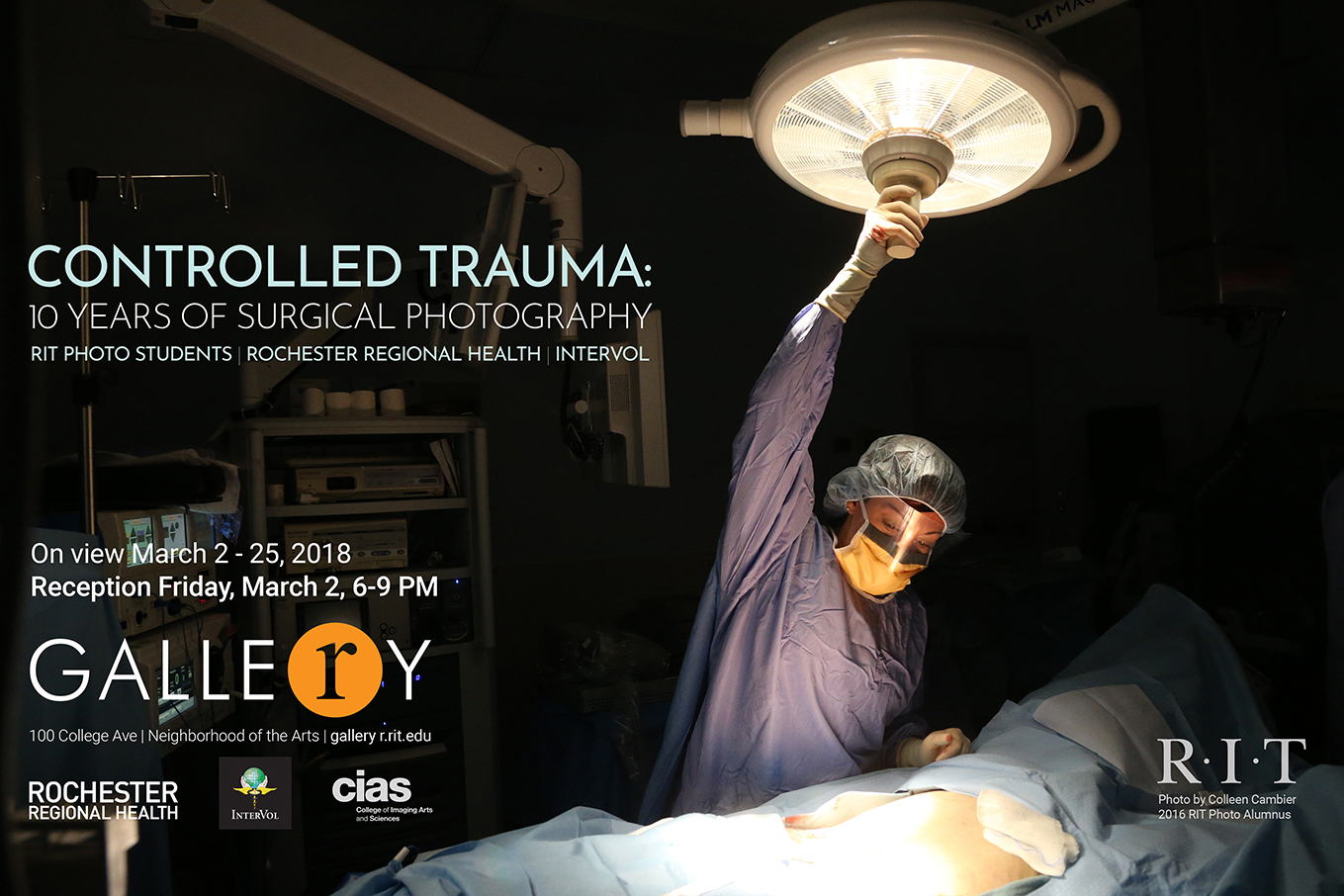 Poster promoting Controlled Trauma: 10 Years of Surgical Photography exhibition