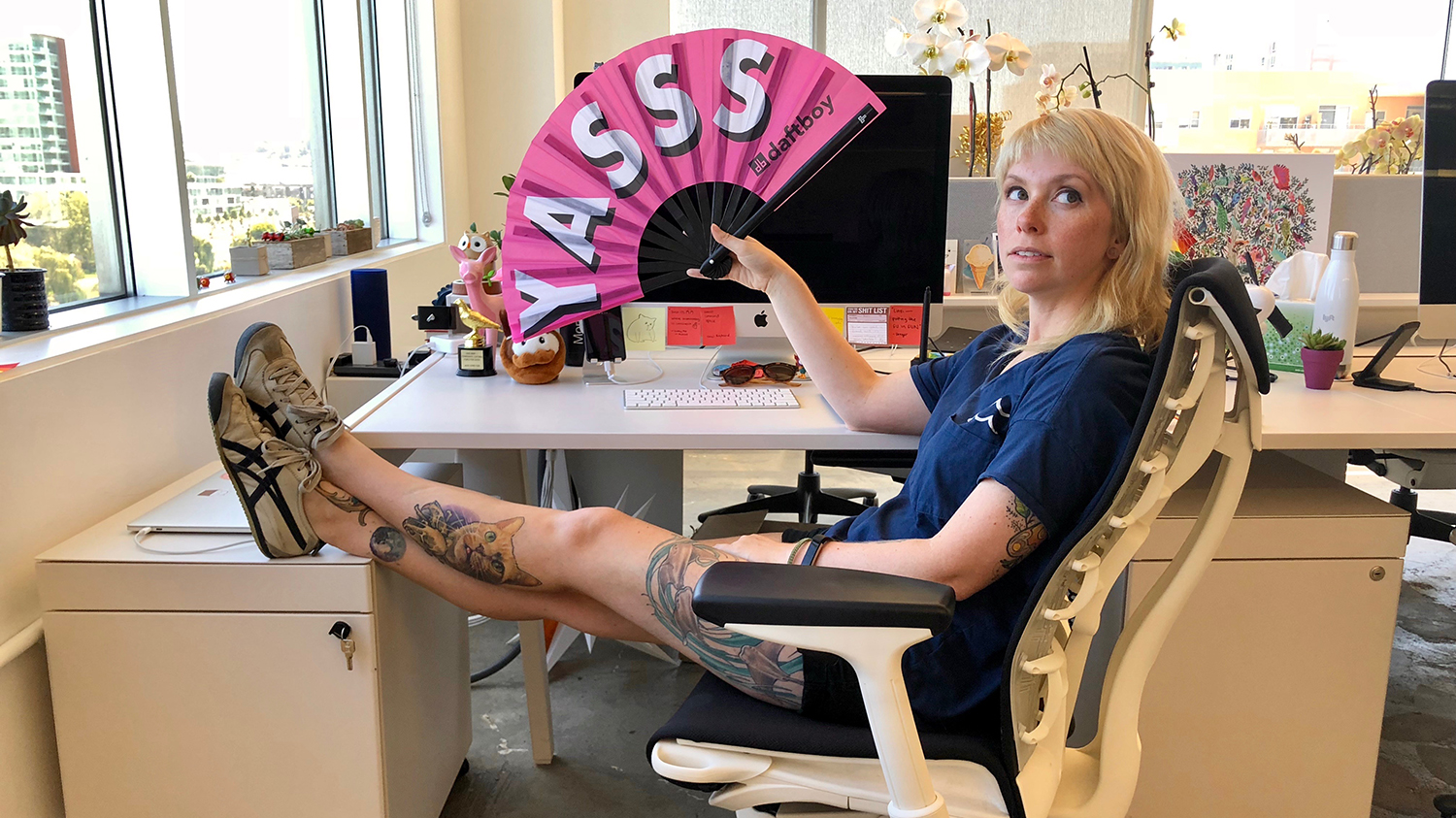 Linzi Berry at her desk at Lyft, where she is a product design systems lead for the ride-sharing company.