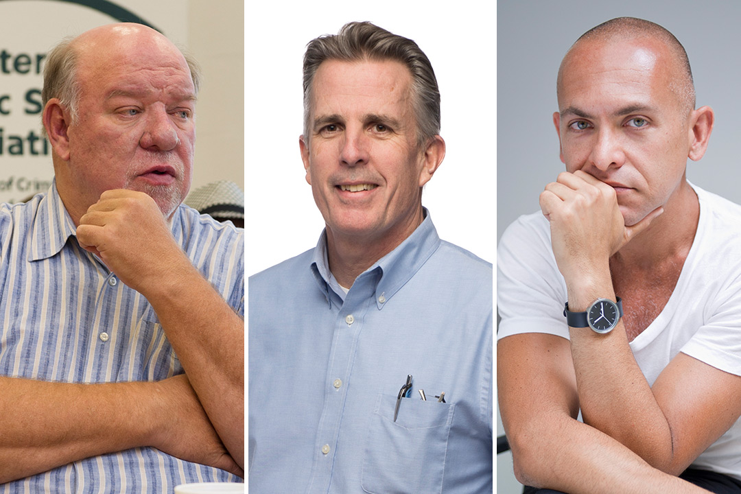 Head-and-shoulders view of three male faculty members.