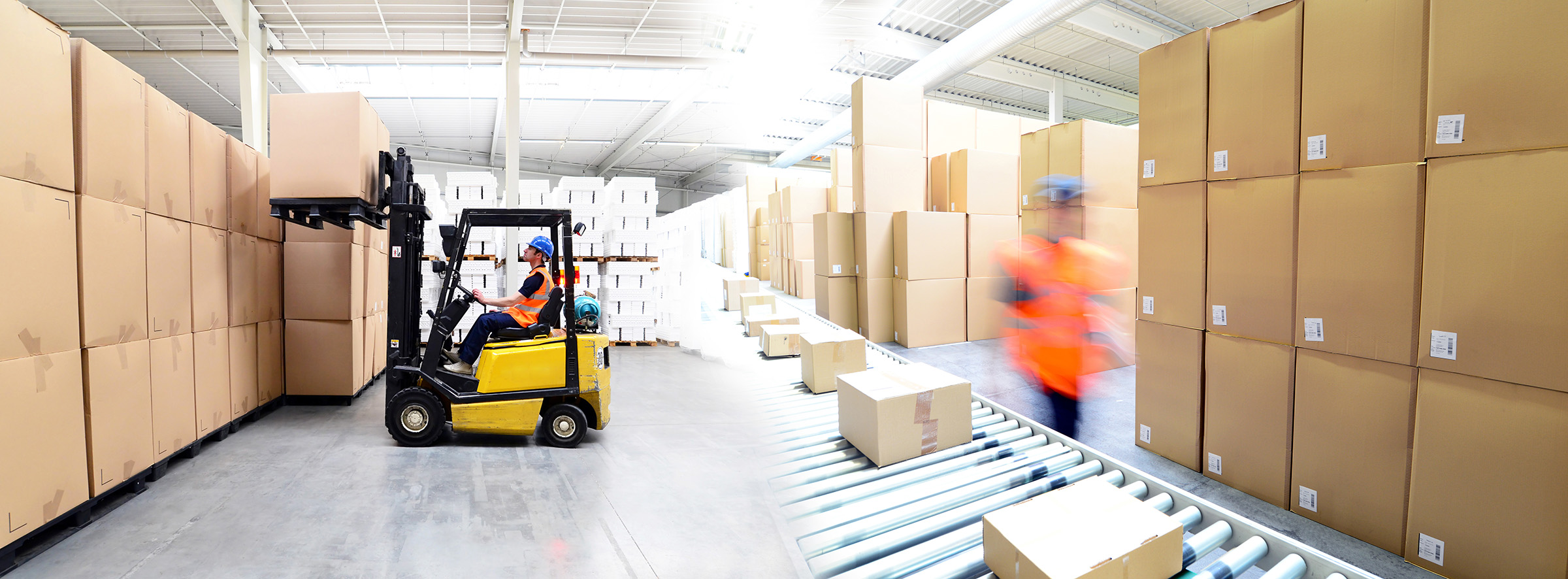 'Forklift in warehouse'