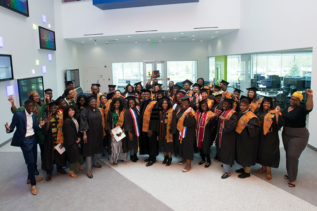 Large group of graduating students.