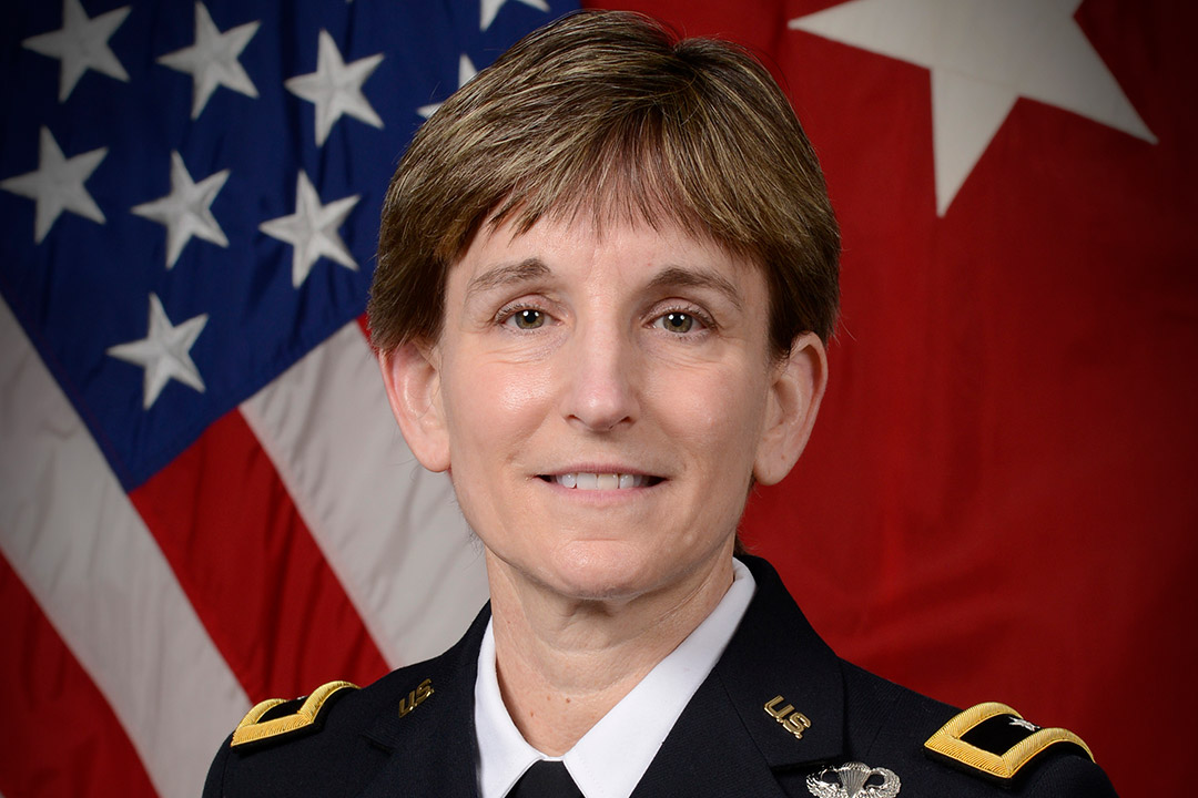 Portait of Stacy Babcock wearing military uniform.