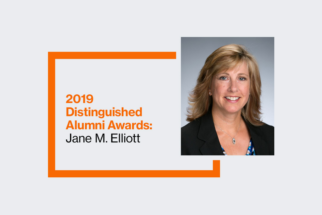 Graphic reads: 2019 Distinguished Alumni Awards: Jane M. Elliott