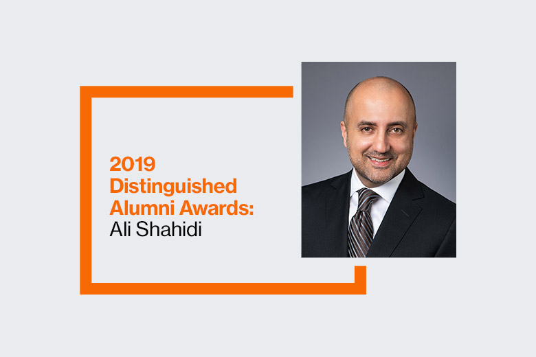 Graphic reads: 2019 Distinguished Alumni Awards: Ali Shahidi