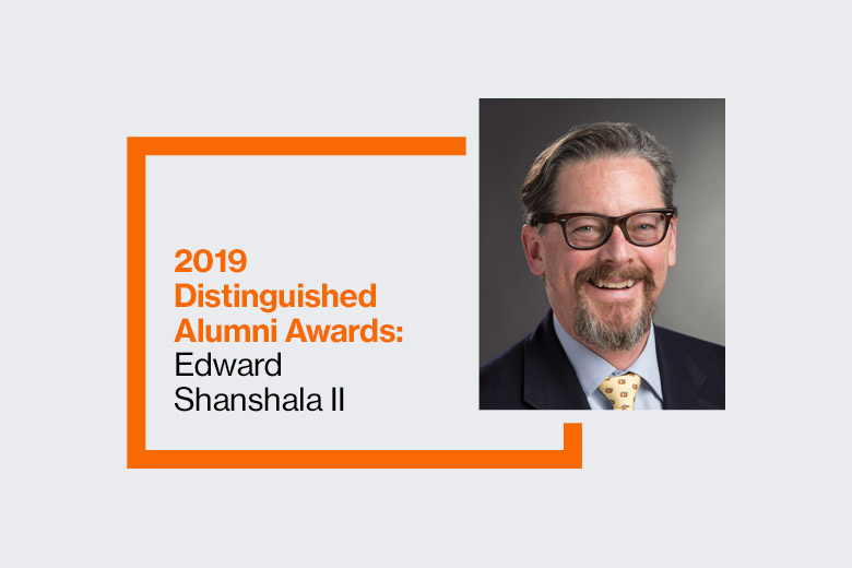 Graphic reads: 2019 Distinguished Alumni Awards: Edward Shanshala II