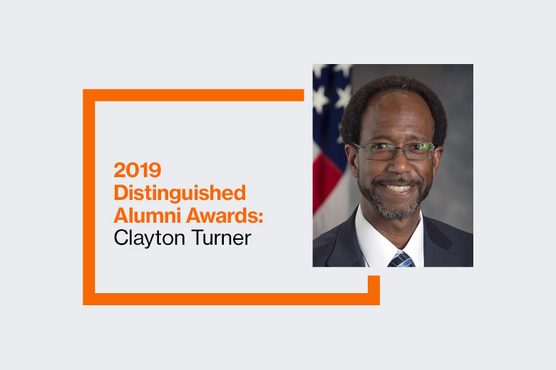 Graphic reads: 2019 Distinguished Alumni Awards: Clayton Turner