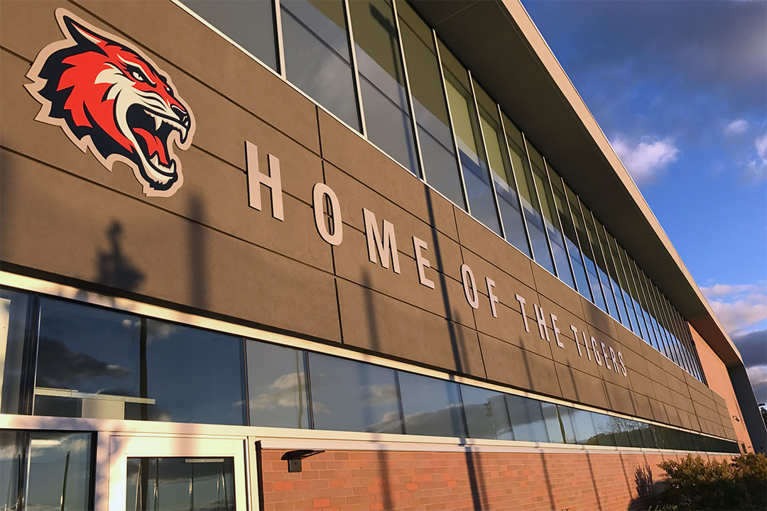 Exterior shot of Gene Polisseni Center.