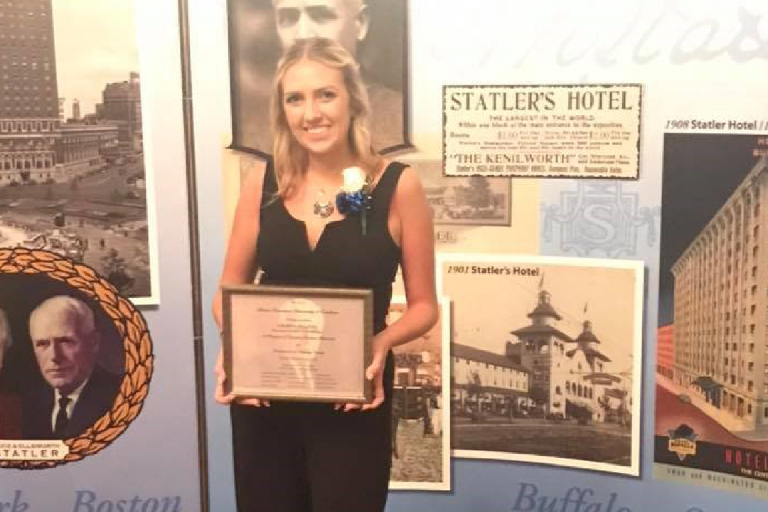 Lauryn Fulton presents her Statler Award plaque. 