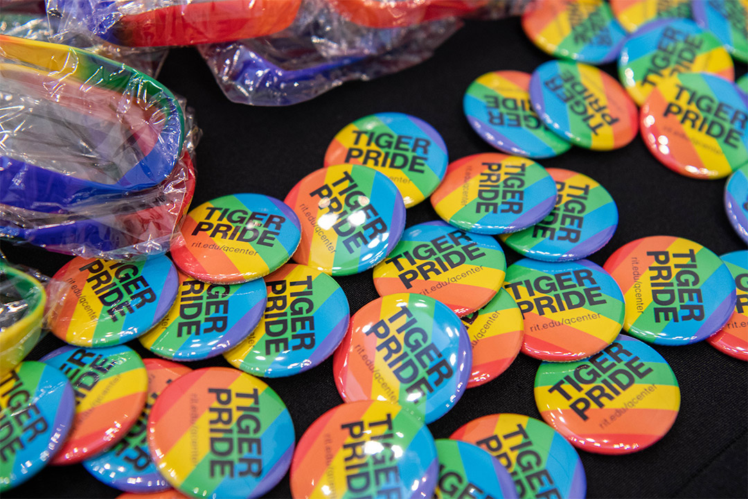 Tiger Pride rainbow buttons.