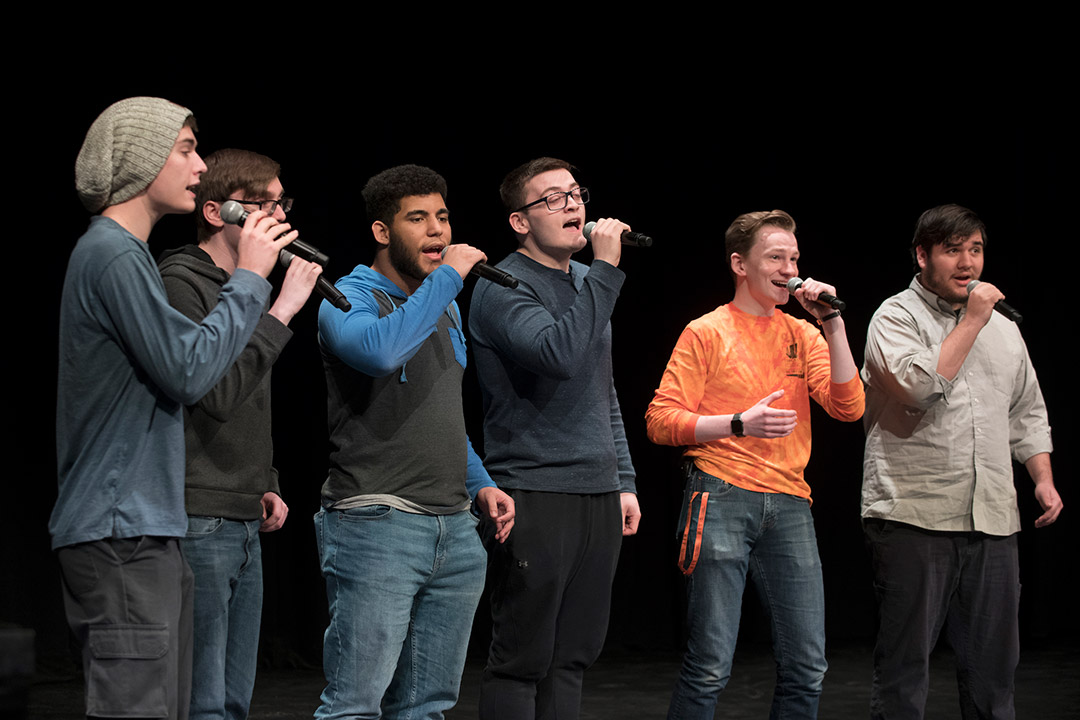 Members of Surround Sound rehearse for President Munson’s Performing Arts Challenge on Friday. Photo by A. Sue Weisler.