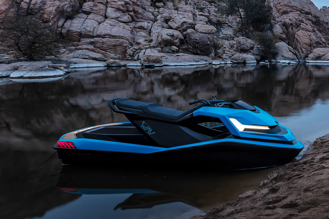 Jet ski at rest in the water.