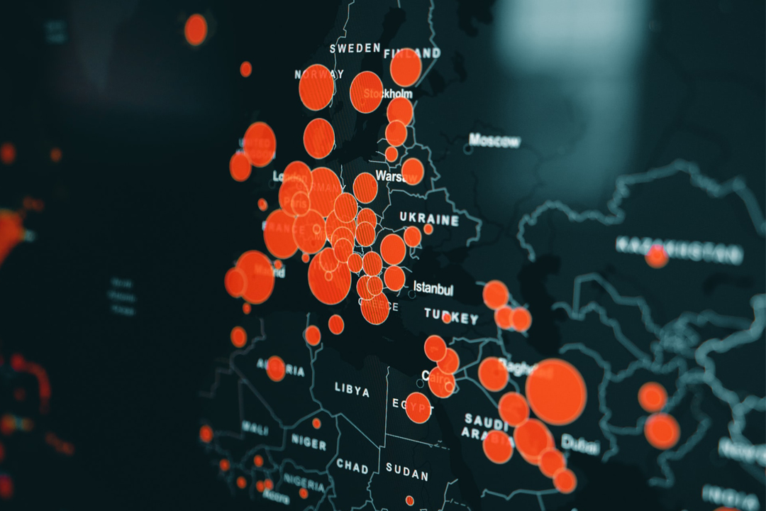 screenshot of coronavirus heatmap