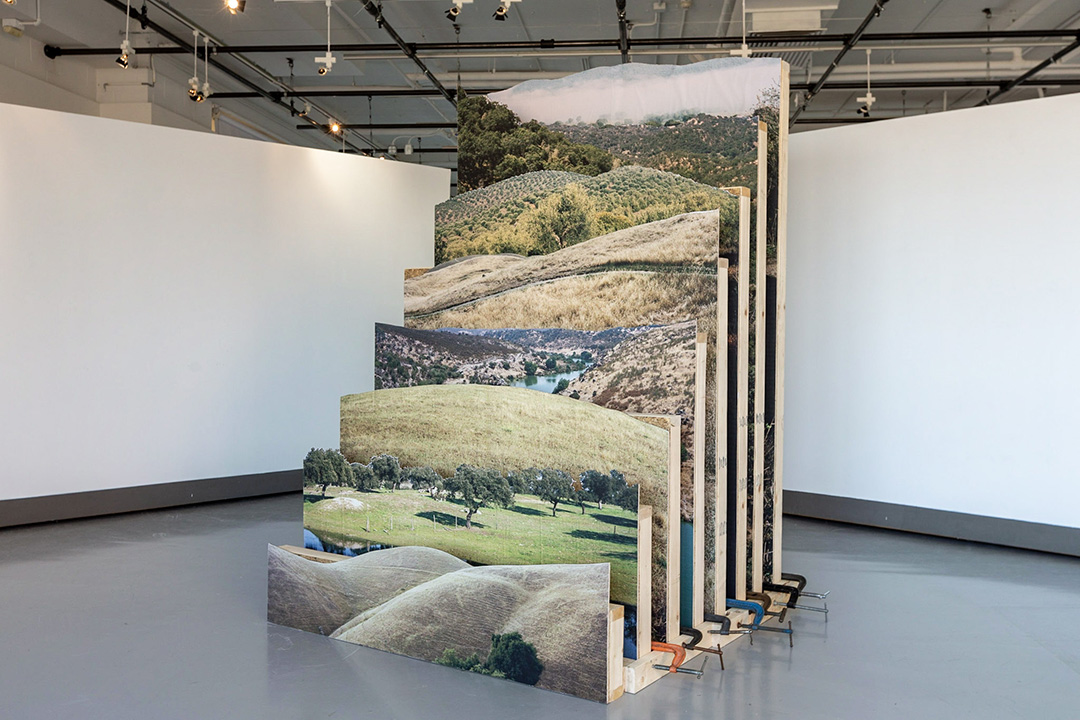 A photographic sculpture of landscapes.